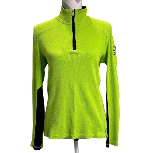 Lauren Active Ralph Lauren Half Zip Pullover Athletic Top Neon Green Black Large - Picture 1 of 7